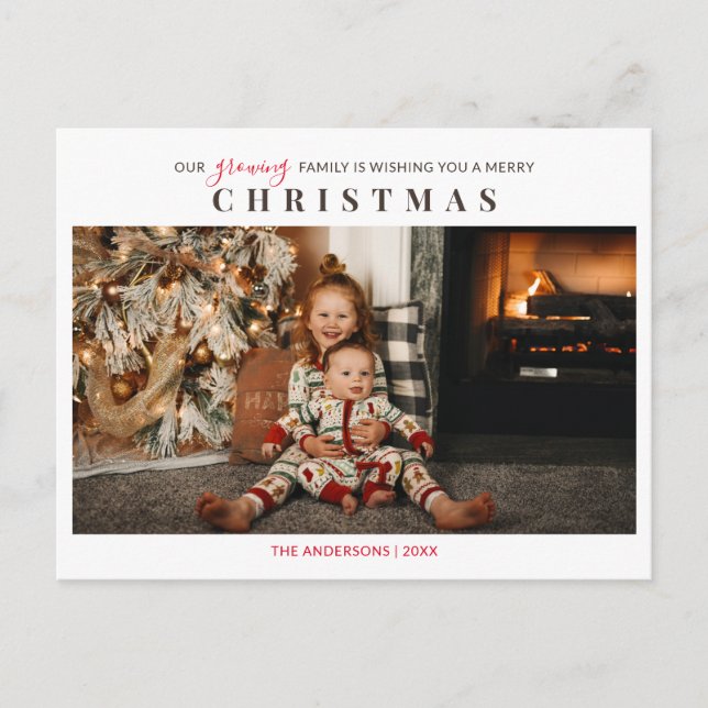 Cartão Postal Crianças Familiares Crescentes Foto Feliz Natal (Frente)