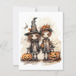 Cartão Postal crianças felizes do halloween
