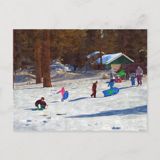 Cartão Postal Crianças na neve