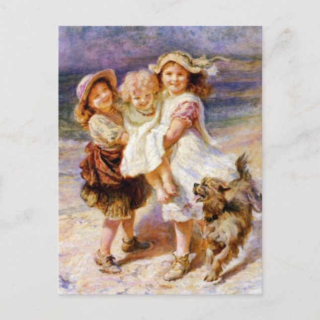 Cartão Postal Crianças na praia (Frente)