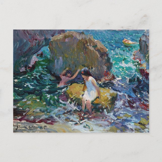 Cartão Postal Crianças na Praia, Jávea | Joaquín Sorolla (Frente)