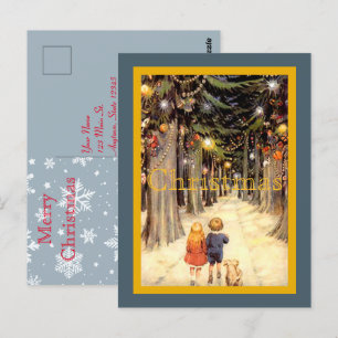Cartão Postal Crianças na Rua de Natal