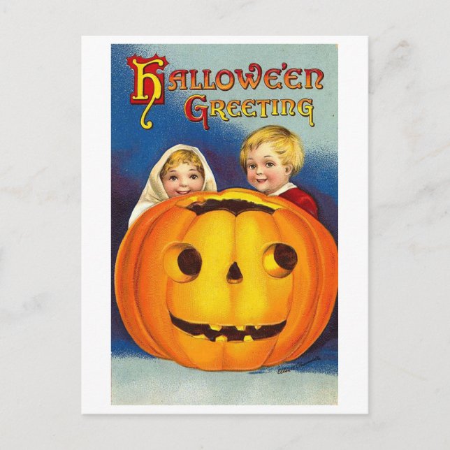 Cartão Postal Crianças no Halloween (Frente)