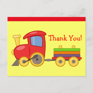Cartão Postal Crianças Obrigado Cartoon Toy Train