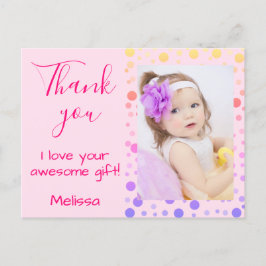 Cartão Postal Crianças Obrigado Fofo Pontinhos Colorido