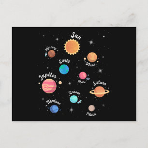 Cartão Postal Crianças Planetas do Sistema Solar Conhecimento E