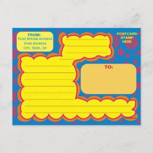 Cartão Postal Crianças Pontos Polka Roxos Arte Divertida Pontos 