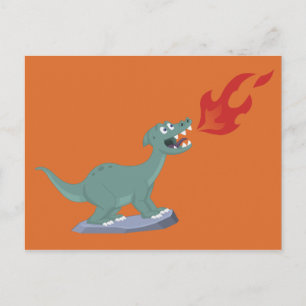 Cartão Postal Crianças Respiram Incêndio Dinossauro Arte de Jeff