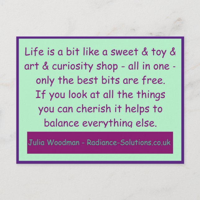 Cartão postal criativo 11 Aprecie o que é Grátis / (Frente)