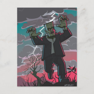 Cartão Postal criatura de frankenstein em tempestade