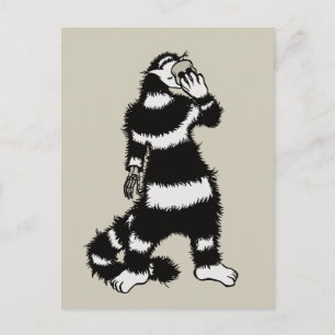 Cartão Postal Criatura De Gato Crespirante Skeleton Máscara De 