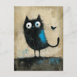 Cartão Postal Criatura híbrida em gato e pássaro