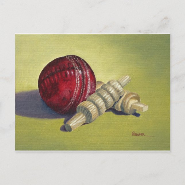 Cartão Postal Cricket Ball and Bails (Frente)