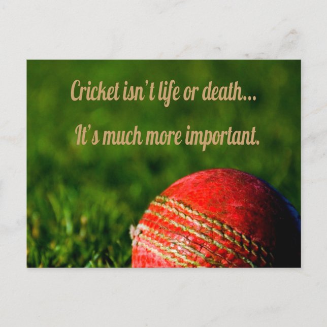 Cartão Postal Cricket Red Ball Motivação Engraçada (Frente)