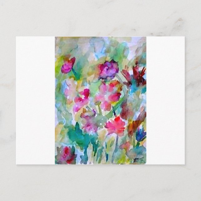 Cartão Postal CricketDiane Flower Garden Watercolor Abstrato (Frente)