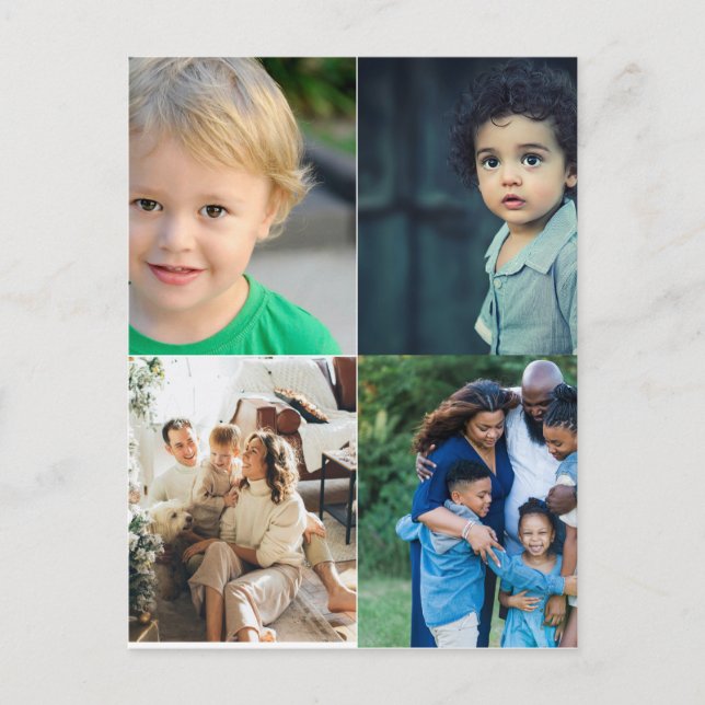 Cartão Postal Crie a sua própria colagem de 4 fotos (Frente)
