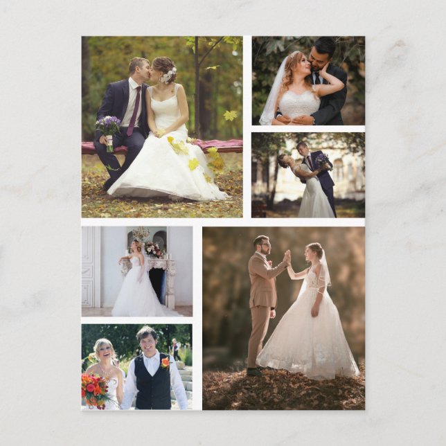 Cartão Postal Crie Seu Próprio Colagem de Fotos de Casamento com (Frente)