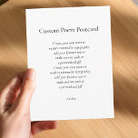 Cartão Postal Crie seu próprio poema personalizado<br><div class="desc">Crie seus próprios postais poemas com sua literatura favorita ou citação em tipografia moderna minimalista. Adicione seu próprio texto para criar cartões personalizados ou presente personalizado exclusivo.</div>