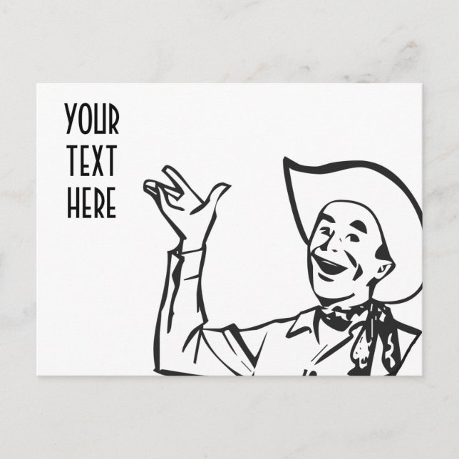 CARTÃO POSTAL CRIE SEUS PRÓPRIOS PRESENTES DE COWBOY RETRO (Frente)