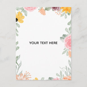 Cartão Postal Crie Sua Própria Borda Floral Colorida