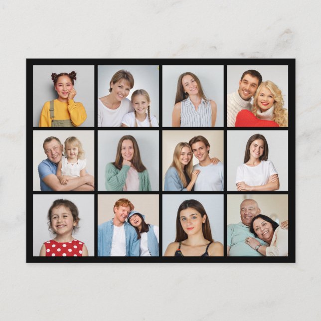 Cartão Postal Crie Sua Própria Colagem de 12 Fotos (Frente)