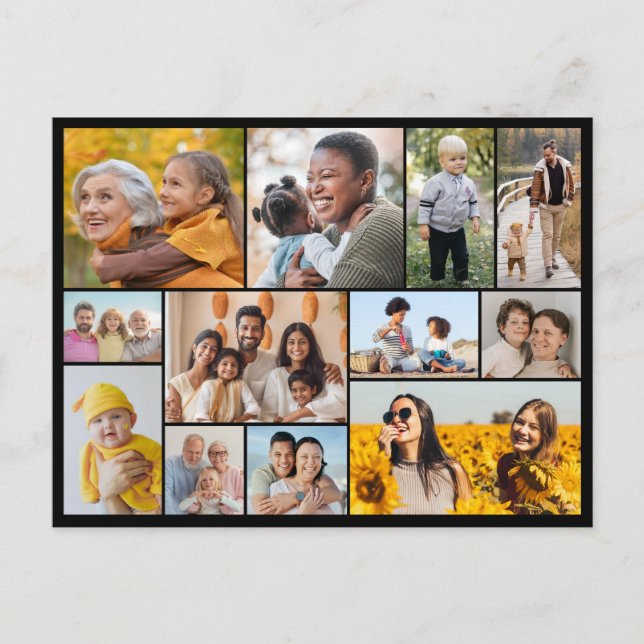 Cartão Postal Crie Sua Própria Colagem de 12 Fotos  (Frente)