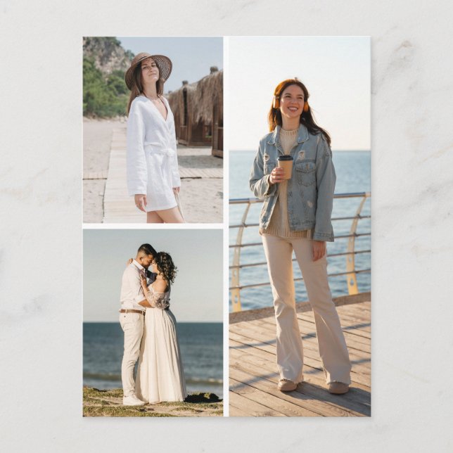 Cartão Postal Crie Sua Própria Colagem de 3 Fotos (Frente)