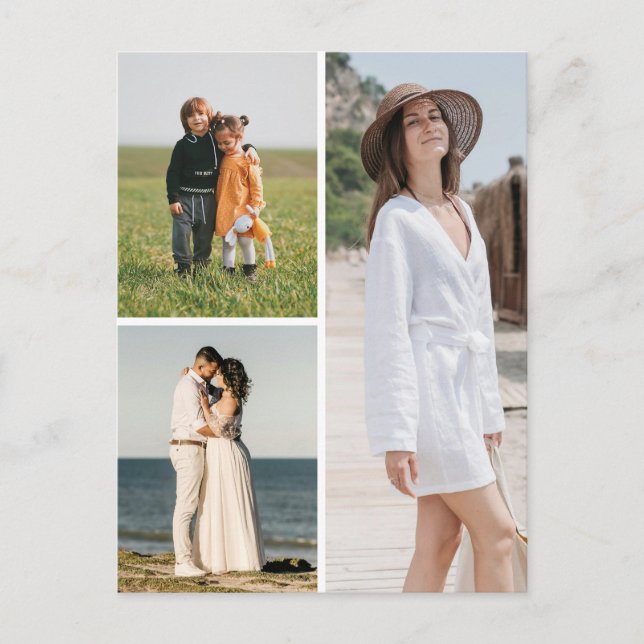 Cartão Postal Crie Sua Própria Colagem de 3 Fotos (Frente)