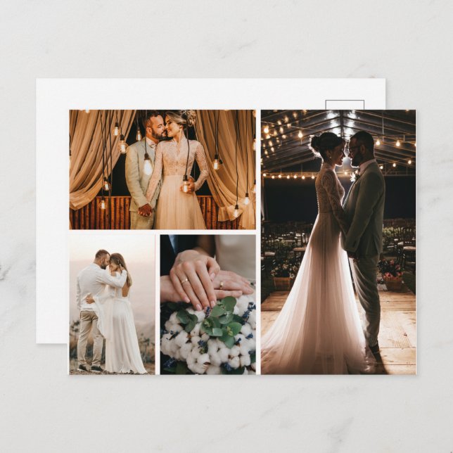 Cartão Postal Crie Sua Própria Colagem de 4 Fotos (Frente/Verso)