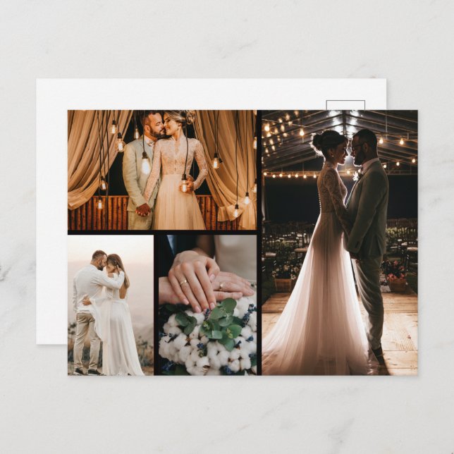 Cartão Postal Crie Sua Própria Colagem de 4 Fotos (Frente/Verso)