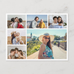 Cartão Postal Crie Sua Própria Colagem de 6 Fotos Editável em Co
