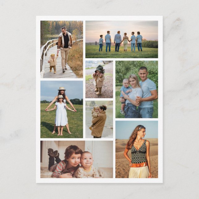 Cartão Postal Crie Sua Própria Colagem de 8 Fotos (Frente)