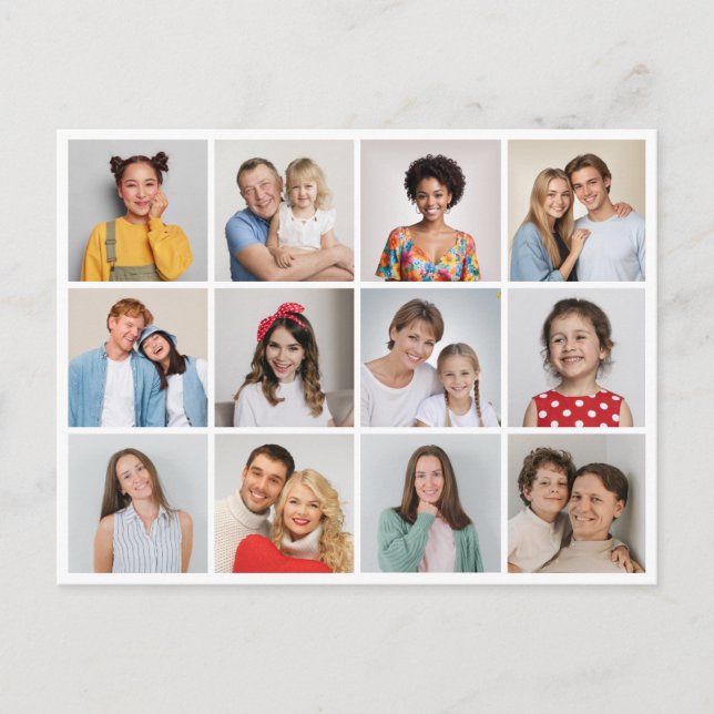 Cartão Postal Crie Sua Própria Colagem De Fotos 12 (Frente)