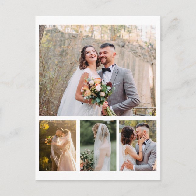 Cartão Postal Crie Sua Própria Colagem de Fotos de Casamento com (Frente)