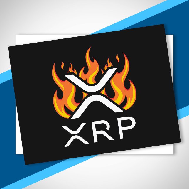 Cartão Postal Criptomoeda XRP Cripto Chamas Laranja Fogo Derrete (Criador carregado)