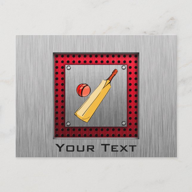 Cartão Postal Críquete de metal escovado (Frente)