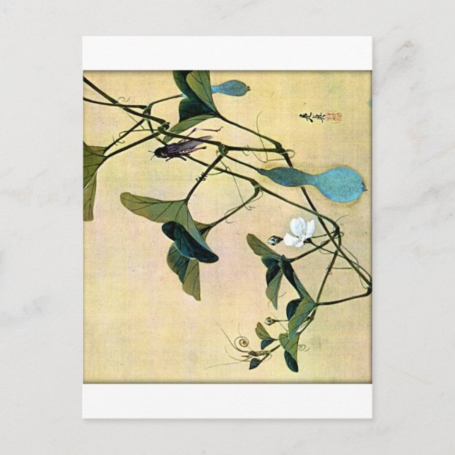 Cartão Postal Críquete em um Vine Japonês Woodblock Art Ukiyo-E (Frente)