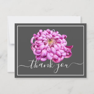 Cartão Postal Crisântemo Decorativo Rosa Exquisito Obrigado