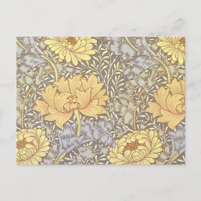 Cartão Postal Crisântemo Flores Mãe William Morris (Frente)