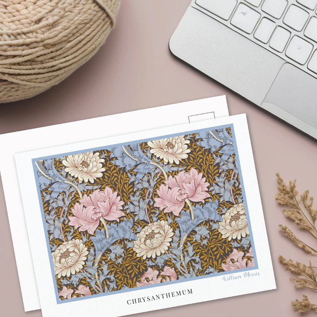 Cartão Postal Crisântemos Rosa Floral William Morris (Criador carregado)