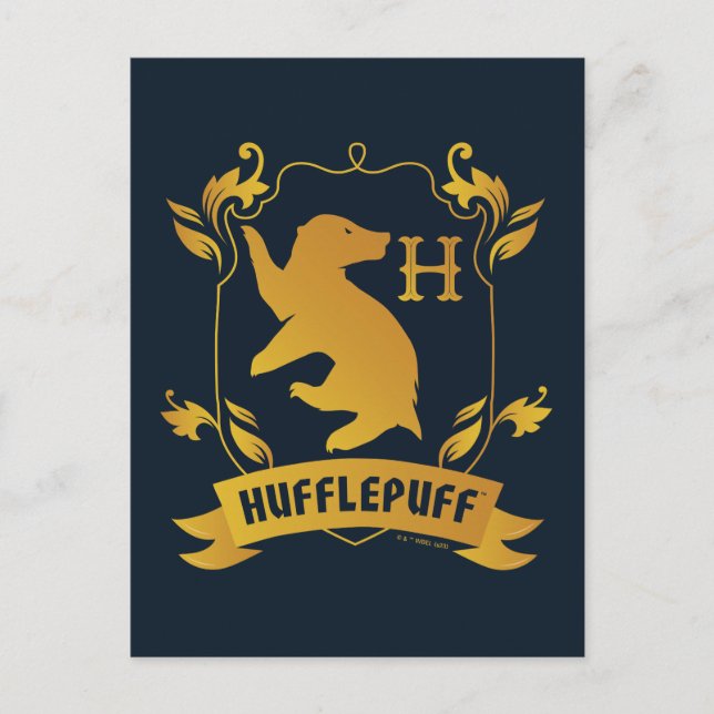 Cartão Postal Crista da Casa HUFFLEPUFF™ Ornata (Frente)
