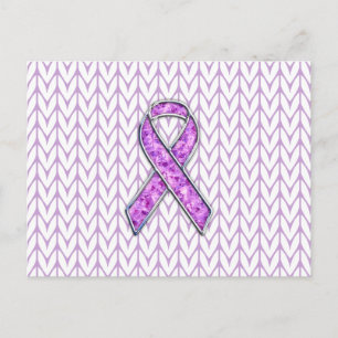 Cartão Postal Cristal de estilo Rosa de conscientização Tricô