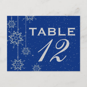 Cartão Postal Cristal Snowflakes número da mesa de casamento az