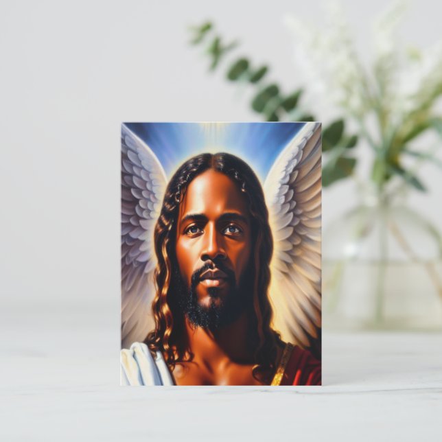 Cartão postal cristão Com Asas de Anjo (Em pé/Frente)