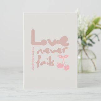 Cartão postal cristão de aniversário O Amor Nunca