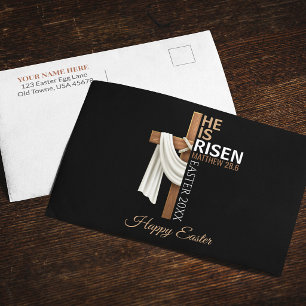 Cartão Postal Cristianismo Personalizado Ele Ressuscitou Feliz P