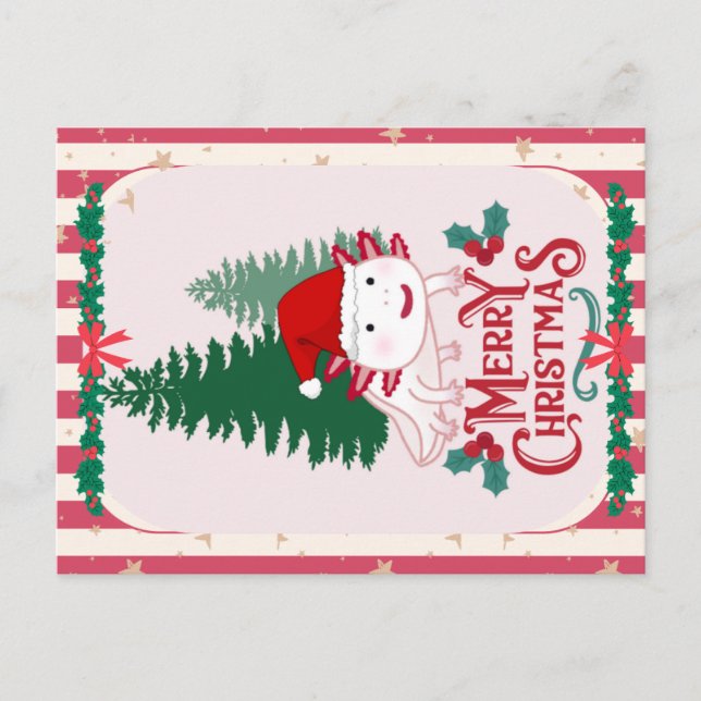 Cartão Postal Cristmas axolotl (Frente)
