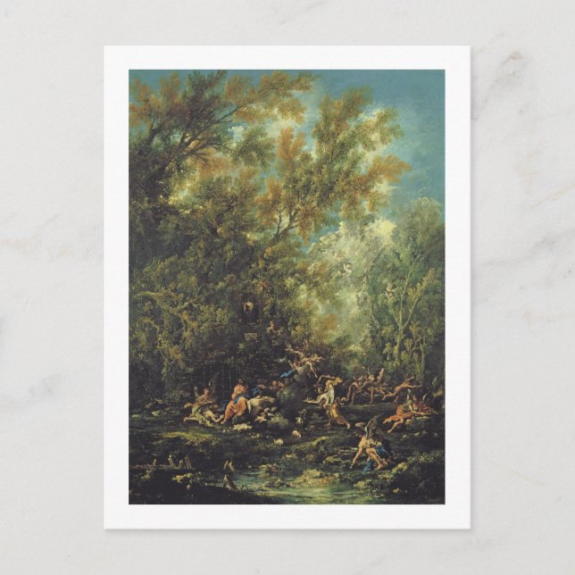 Cartão Postal Cristo assistido pelos anjos, c.1725-30 (óleo em c (Frente)