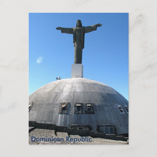 Cartão Postal Cristo da estátua Redeemer, República Dominicana (Frente)