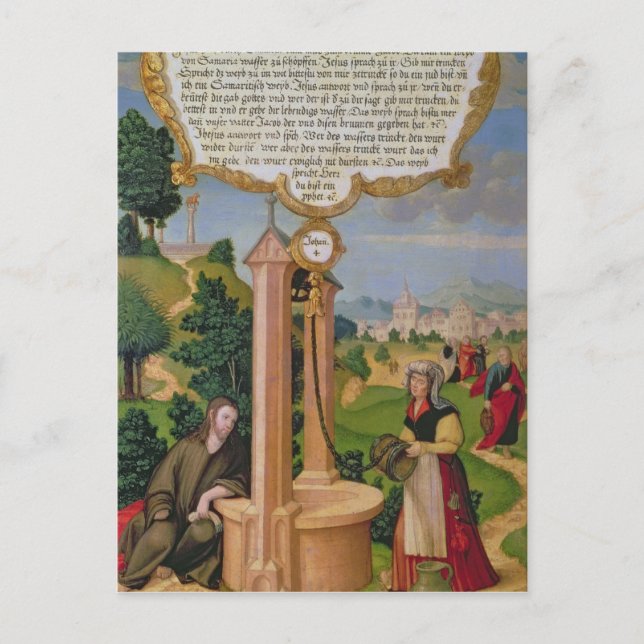 Cartão Postal Cristo e a mulher da Samaria no poço de Jacob (Frente)